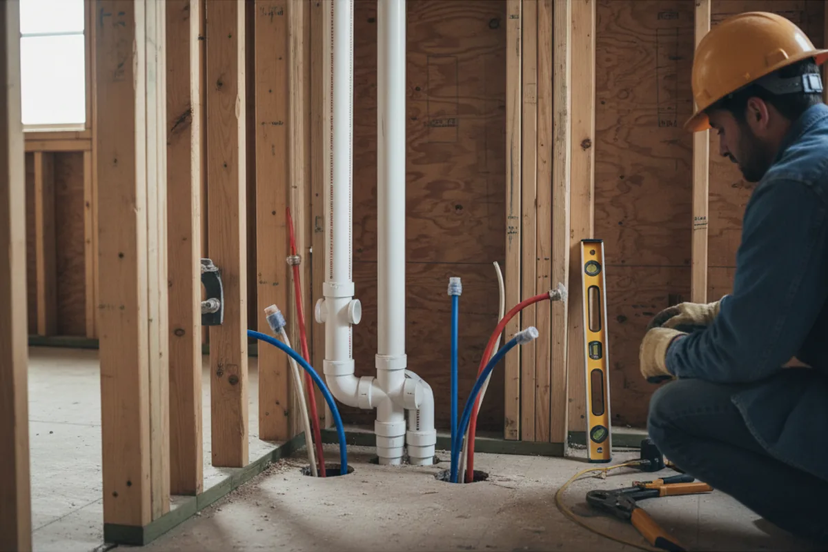 Drain and supply rough-in during Drain Cleaning in Alexandria